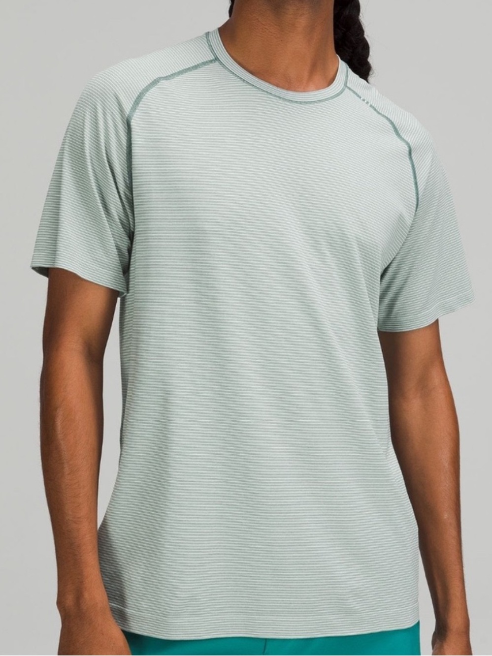 Lululemon Metal Vent Tech Short Sleeve 2.0 Spandex Stripe White Teal Small - Picture 7 of 15